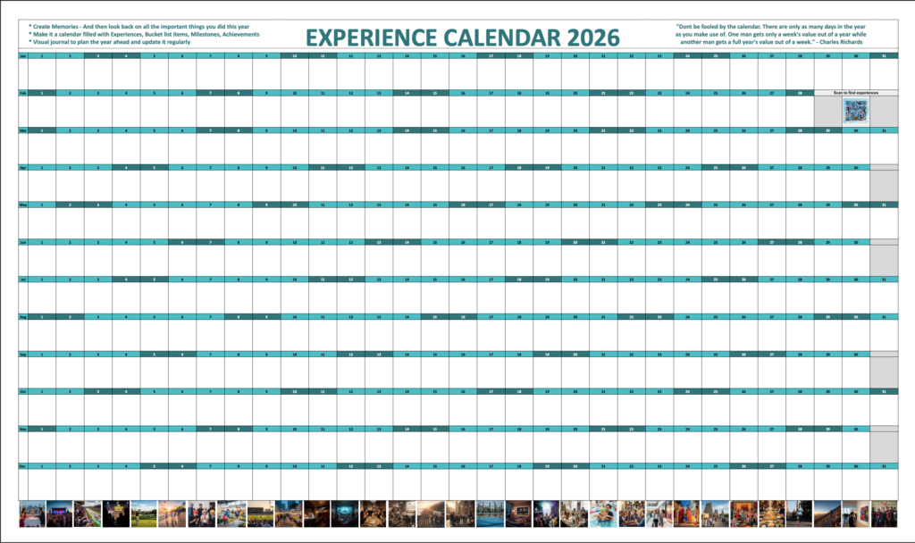 Experience Calendar displayed on a home-office wall
