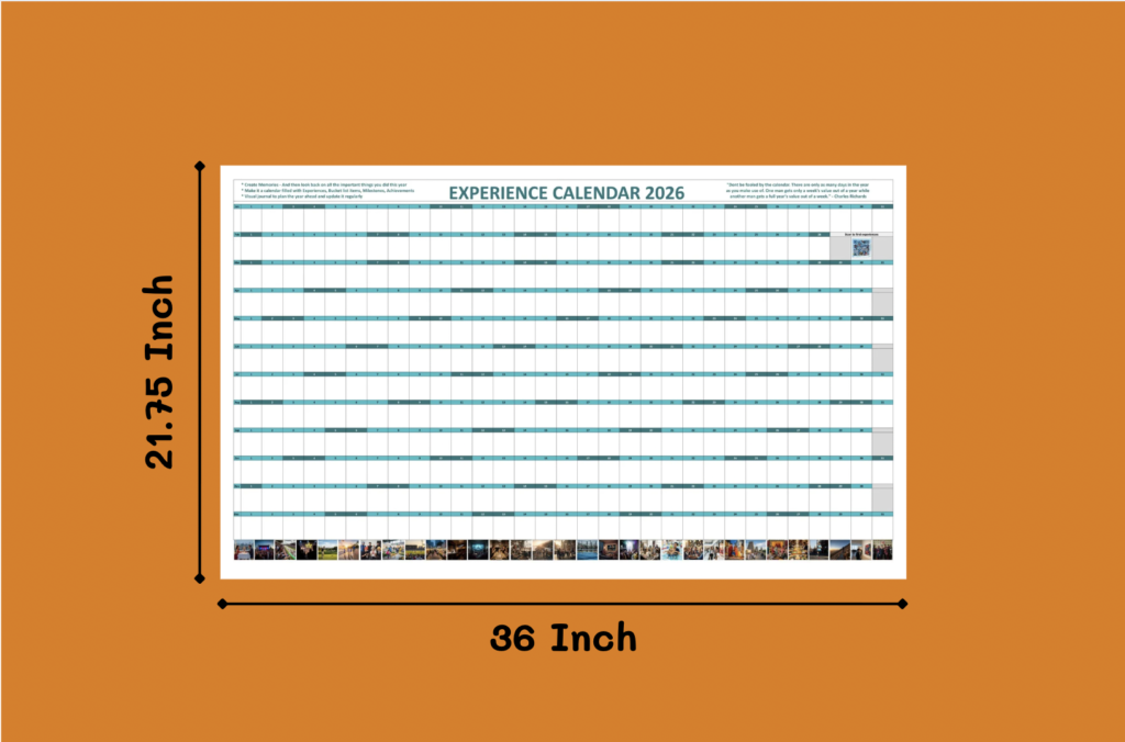 Experience Calendar dimensions—36 by 21.75 inches